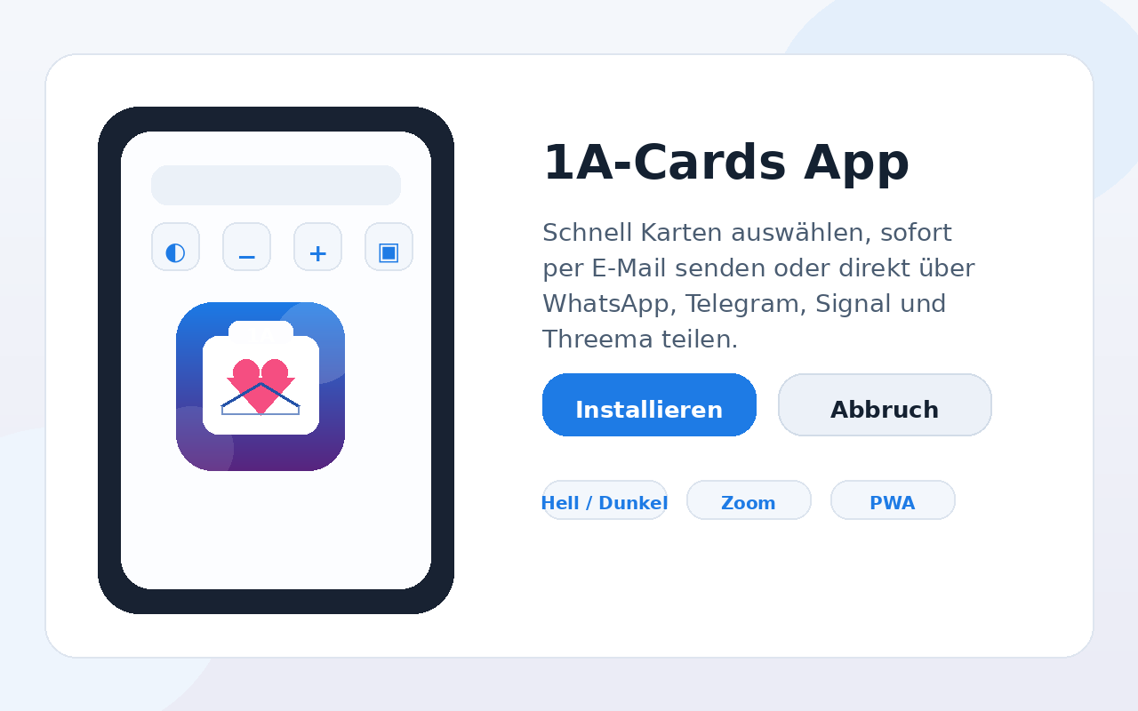 Vorschau der 1A-Cards App